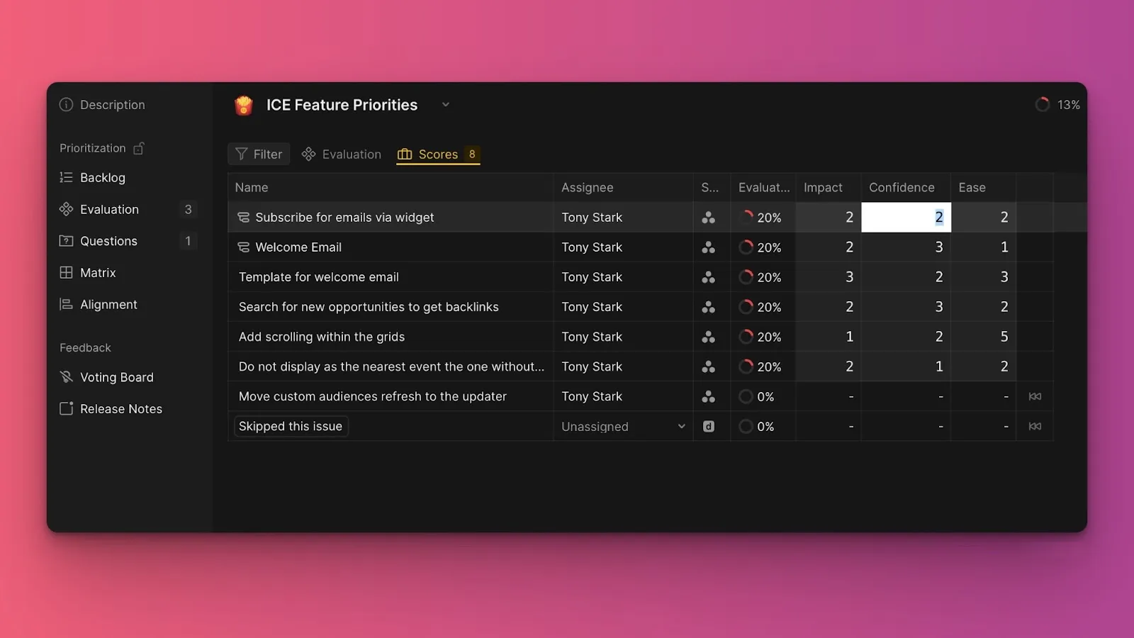 Опция переоценки во вкладке Оценки