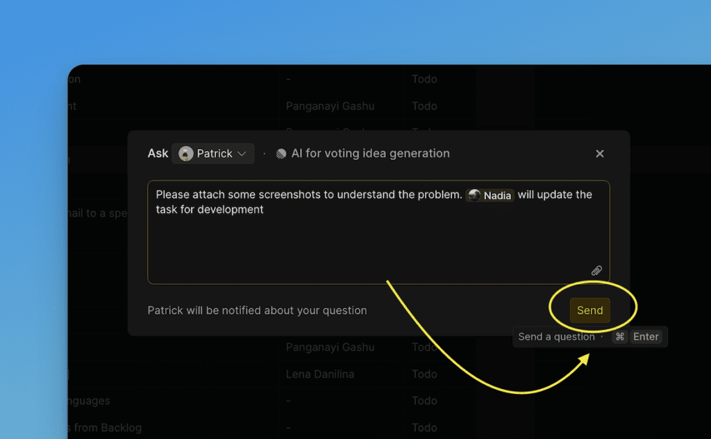 Кнопка отправки вопроса