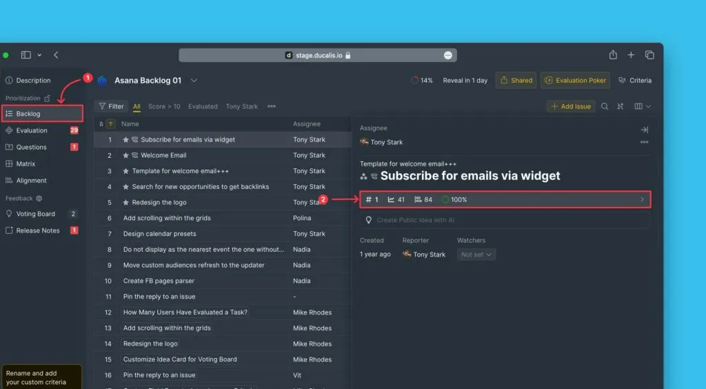 Блок повторного оценивания в карточке задачи
