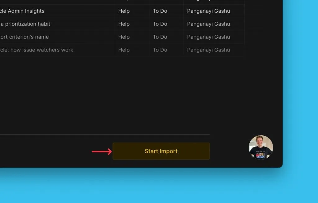 Начать импорт подзадач