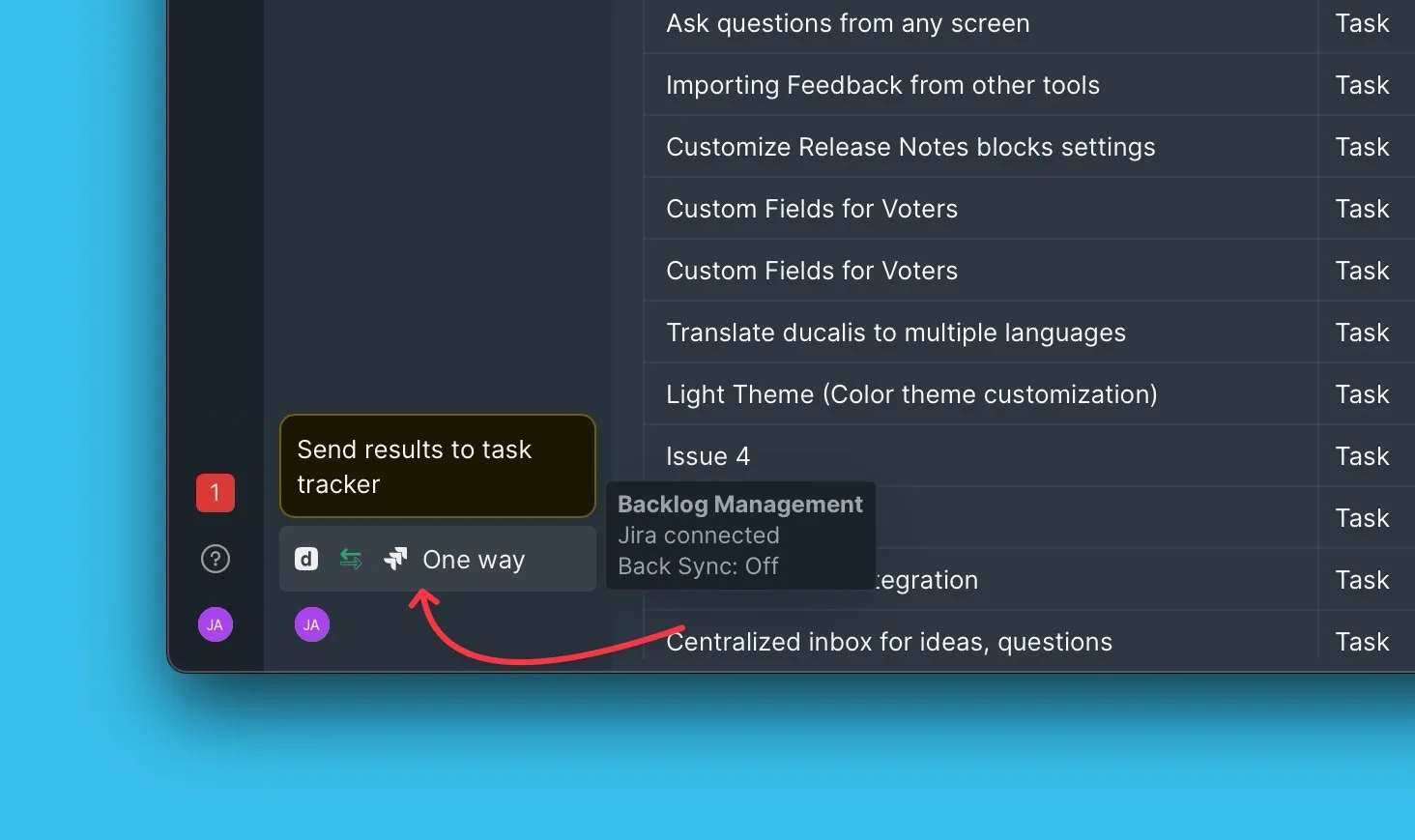 Местоположение меню настроек синка