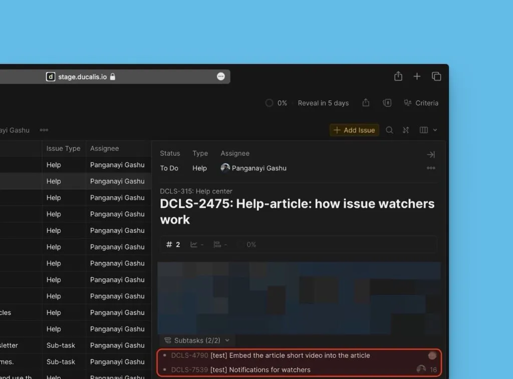 Карточка родительской задачи, показывающая все подзадачи и оценки