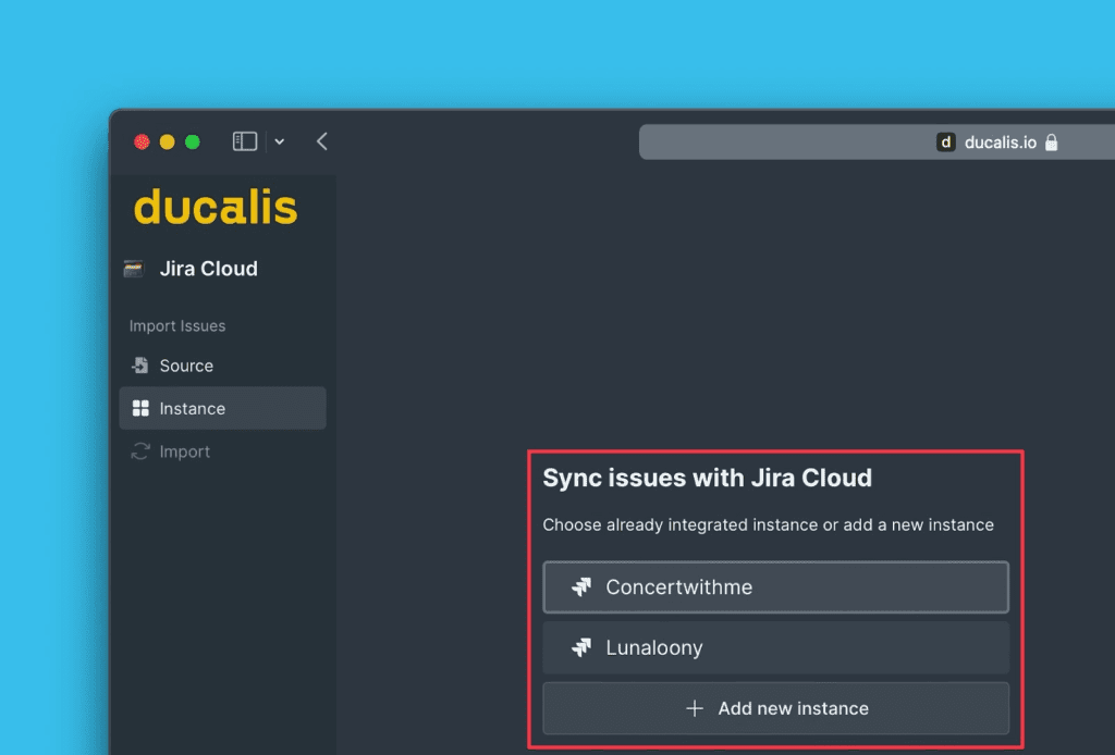Выбор инстанса Jira Cloud