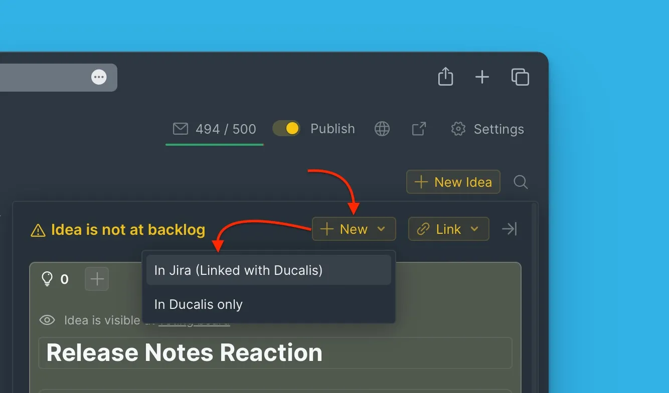 Меню создания новой задачи