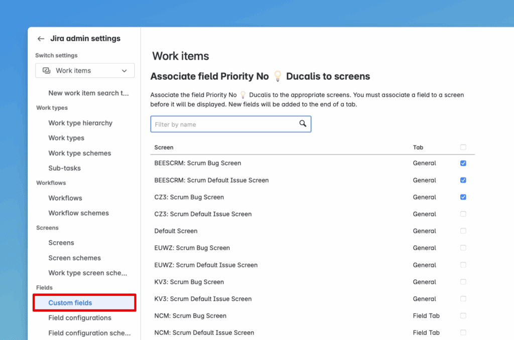 Связывание поля с экранами
