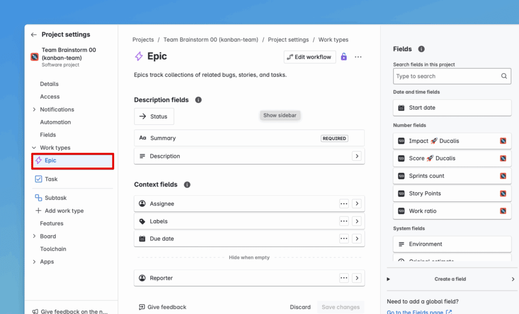 Выбор типа работы