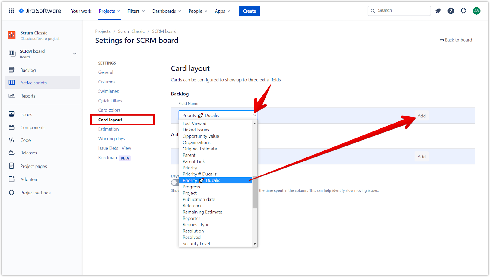 Добавление поля Priority на карточки Бэклога