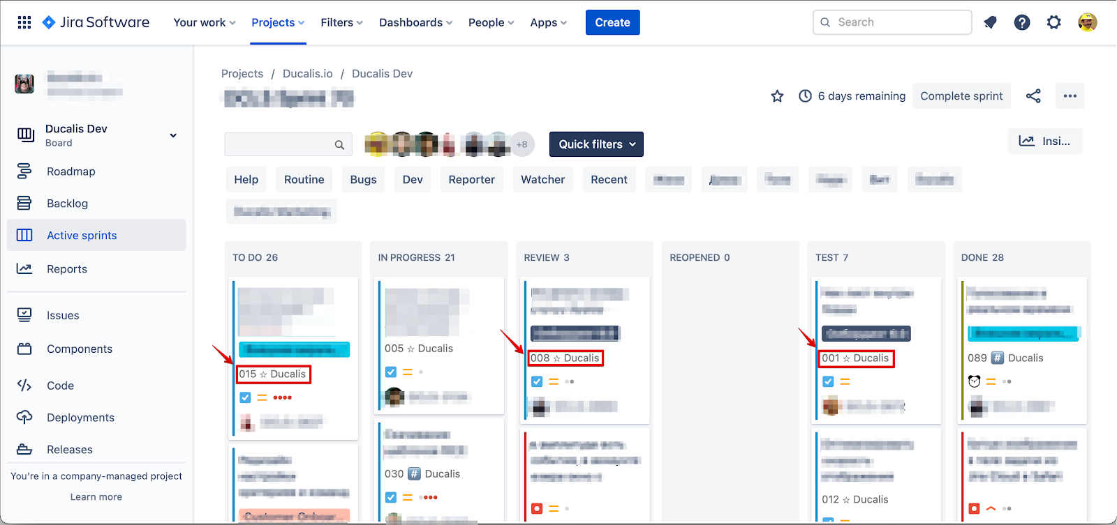 Рейтинги приоритетов в представлении Активных спринтов Jira