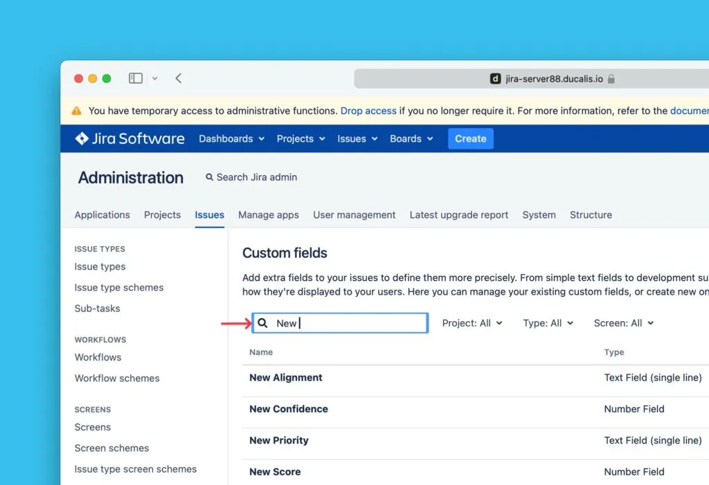 Интерфейс поиска кастомных полей