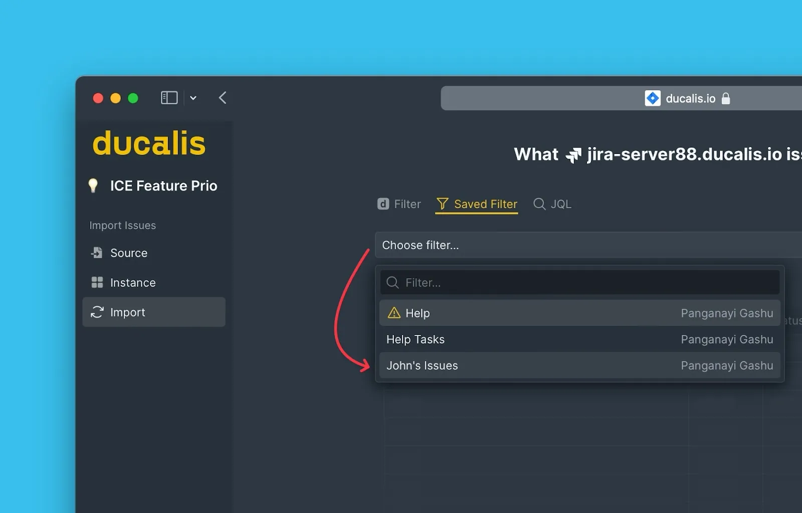 Выпадающий список выбора фильтра