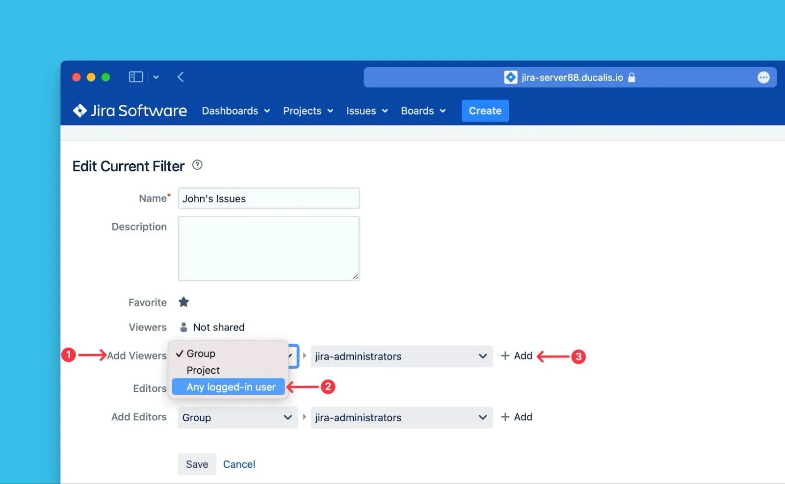 Интерфейс добавления наблюдателей