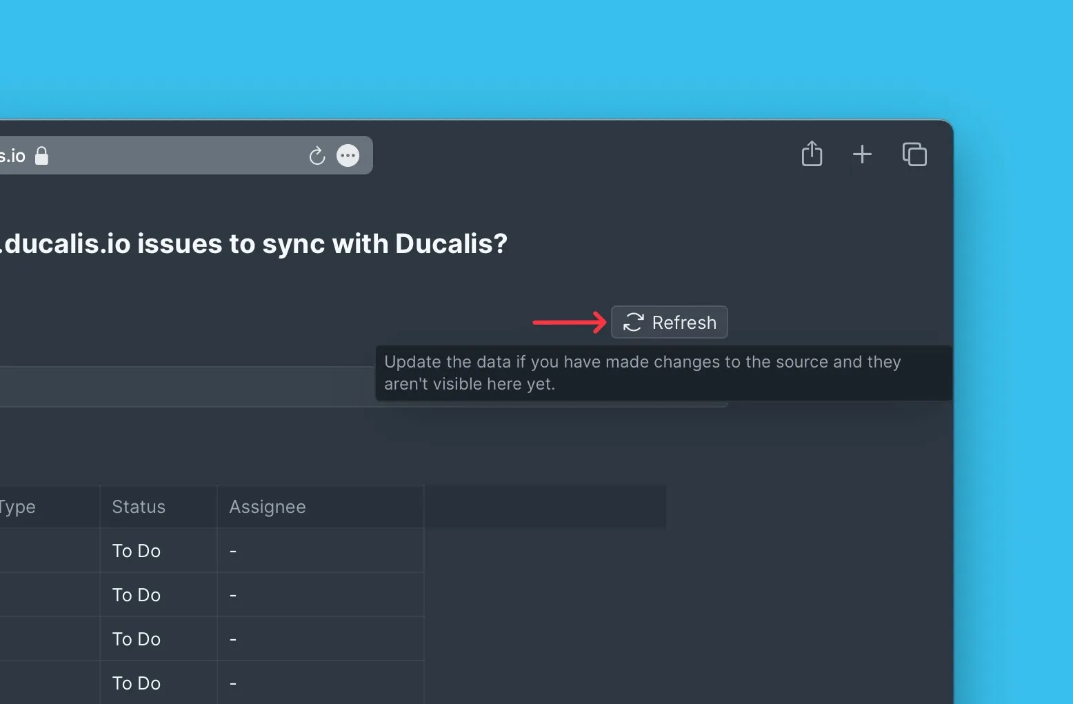 Расположение кнопки обновления