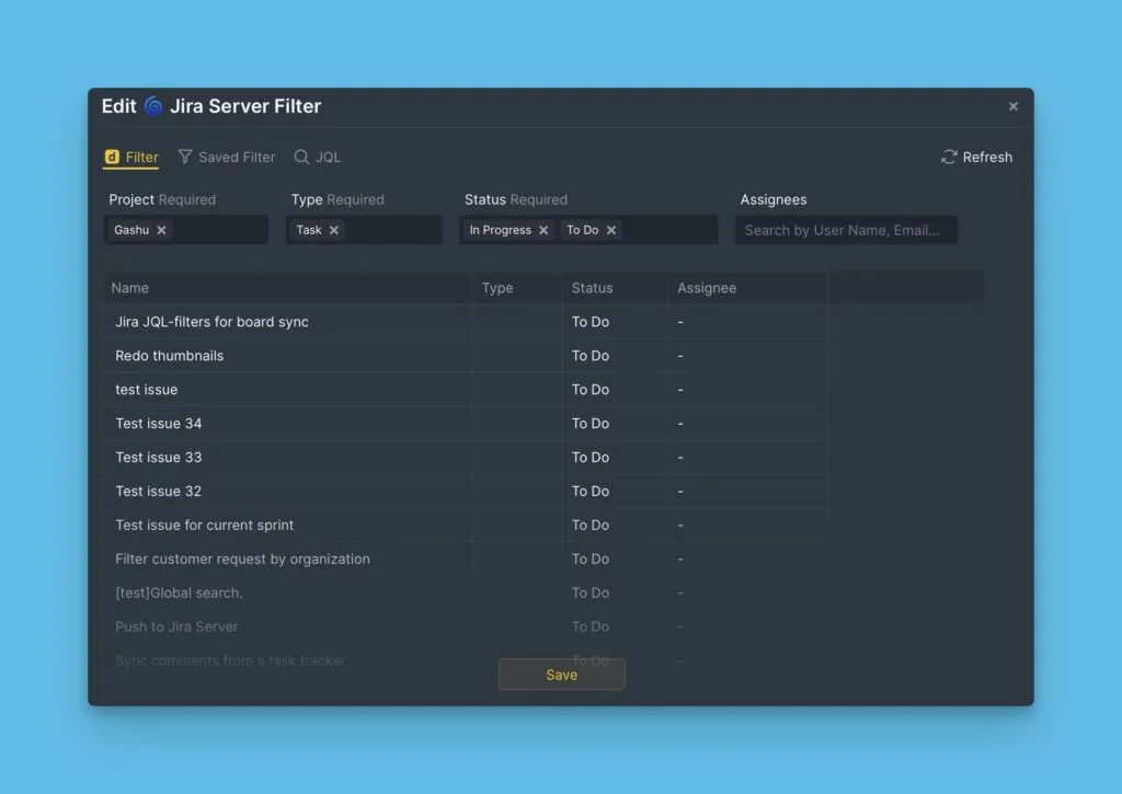 Интерфейс редактирования фильтра