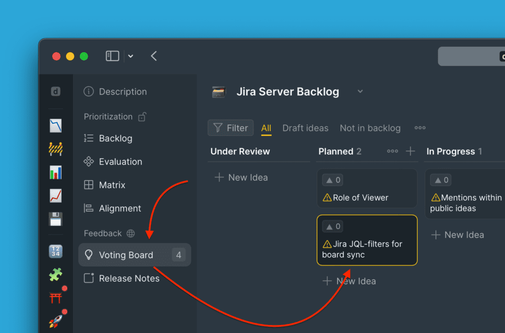Выбор идеи с Доски идей