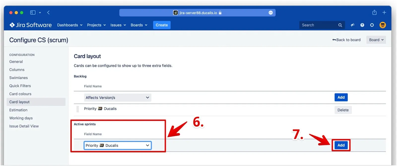 Конфигурация макета карточек активных спринтов
