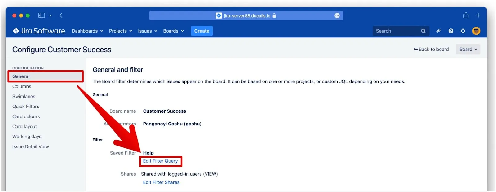 Опция Edit Filter Query