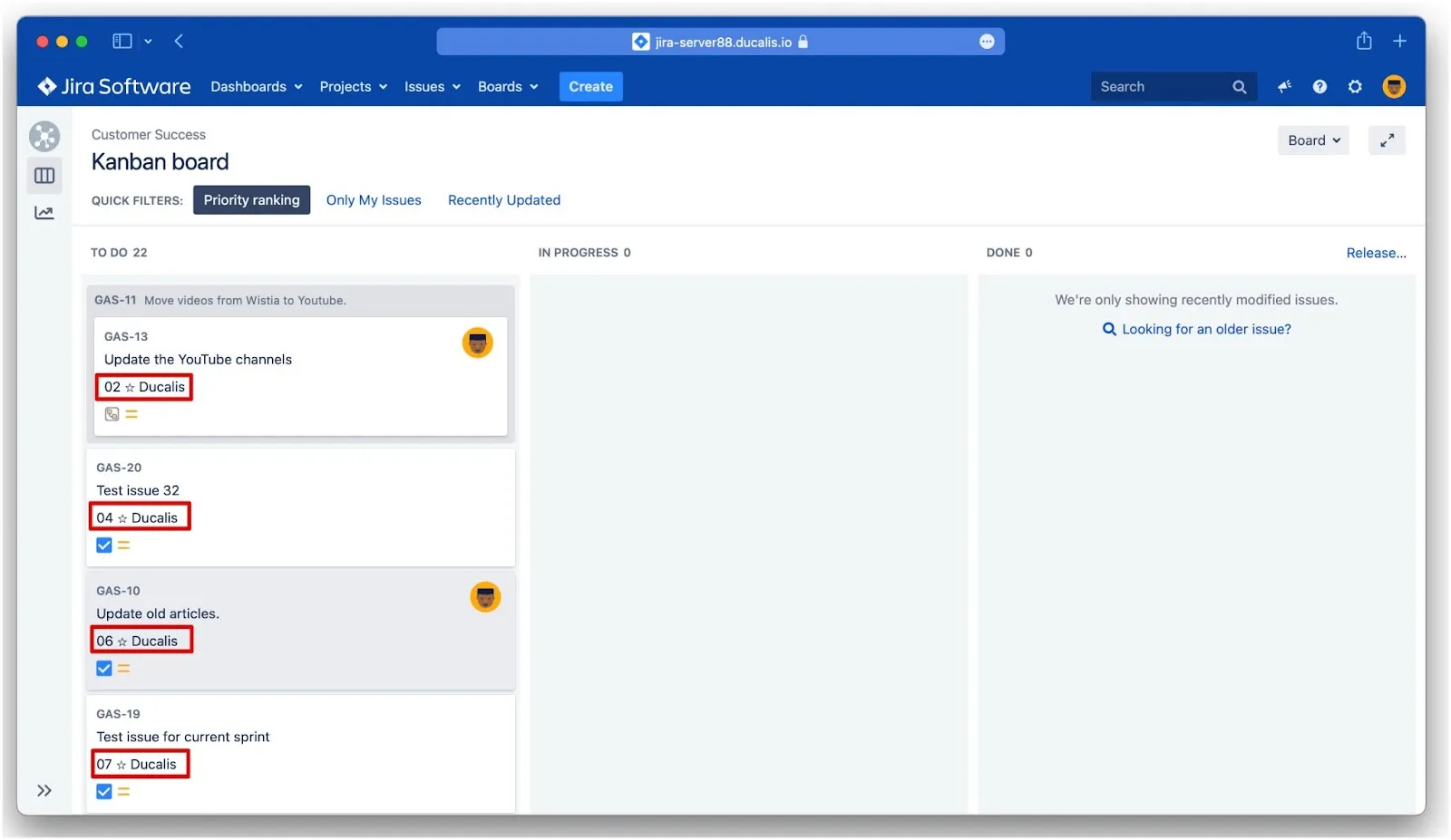 Задачи, отсортированные по рейтингу приоритета