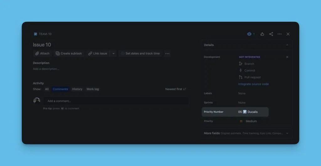 Синхронизированные данные в поле Jira Server