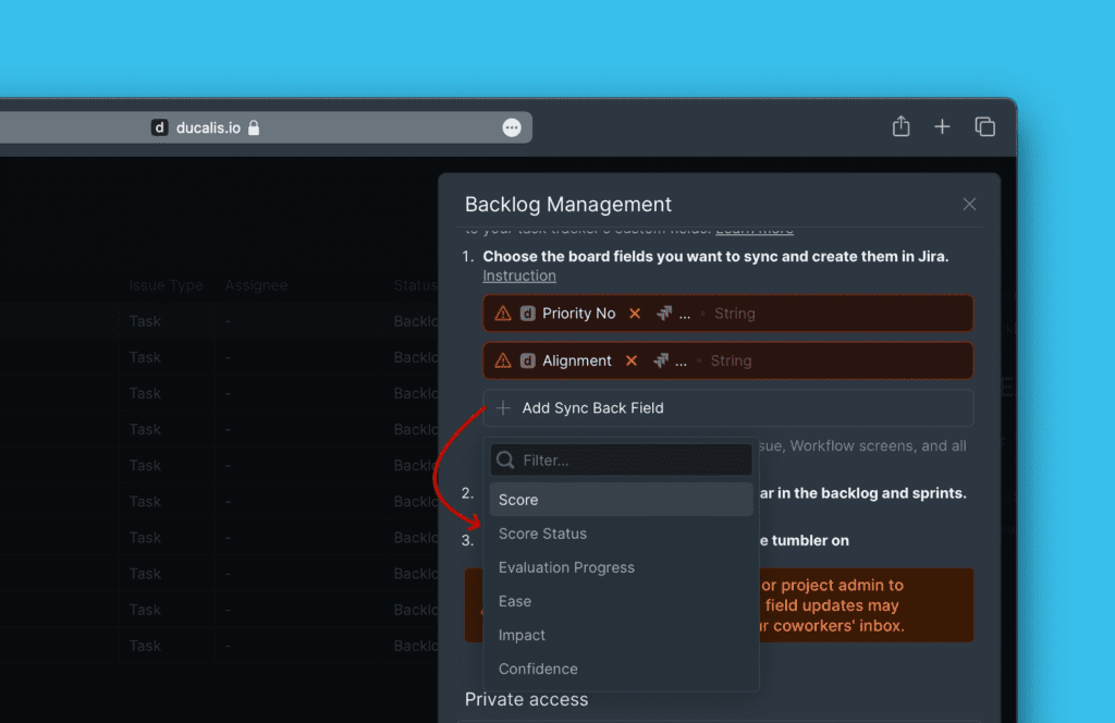 Диалог Add Fields с доступными полями