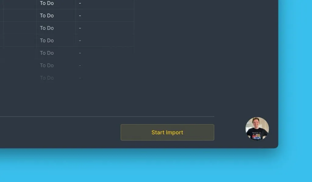 Кнопка начала импорта