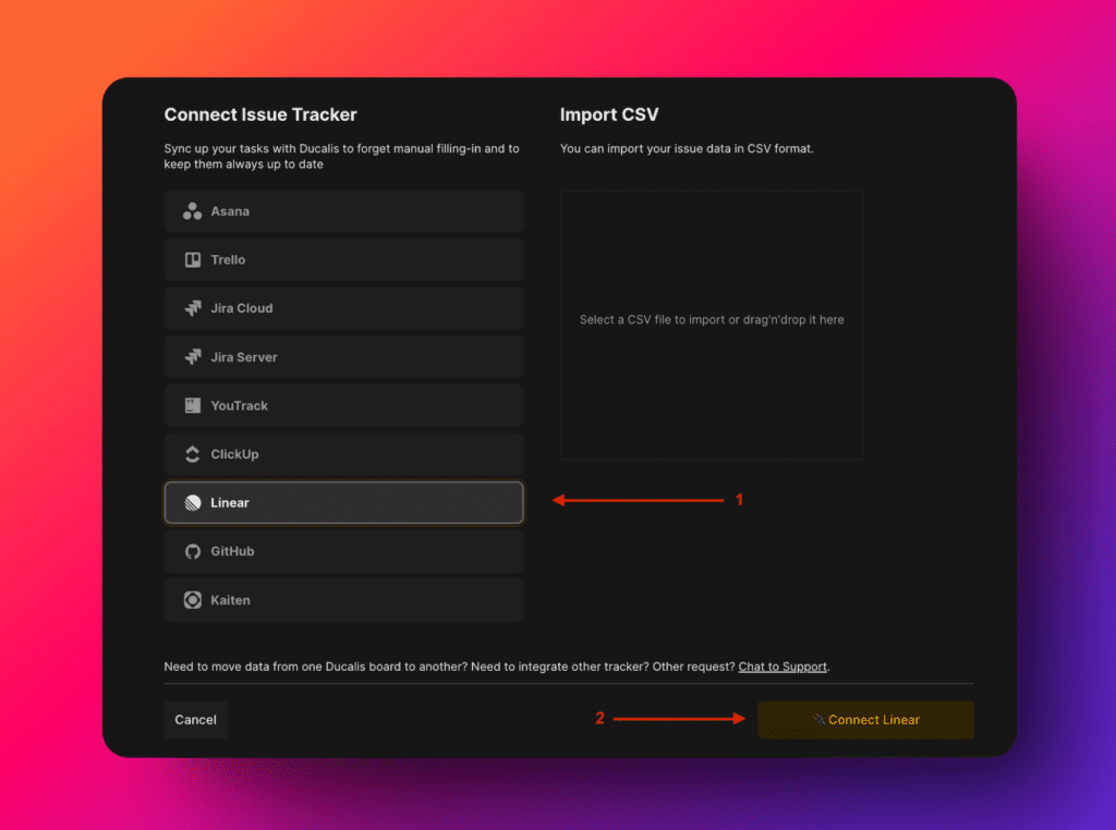 Выбор Linear в качестве источника