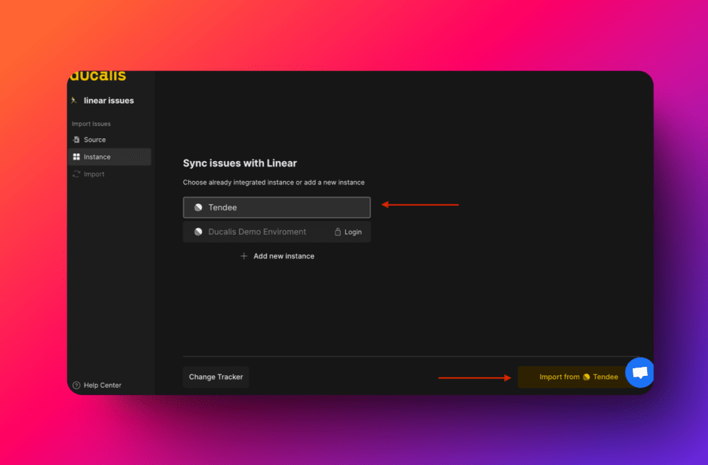 Выбор экземпляра Linear