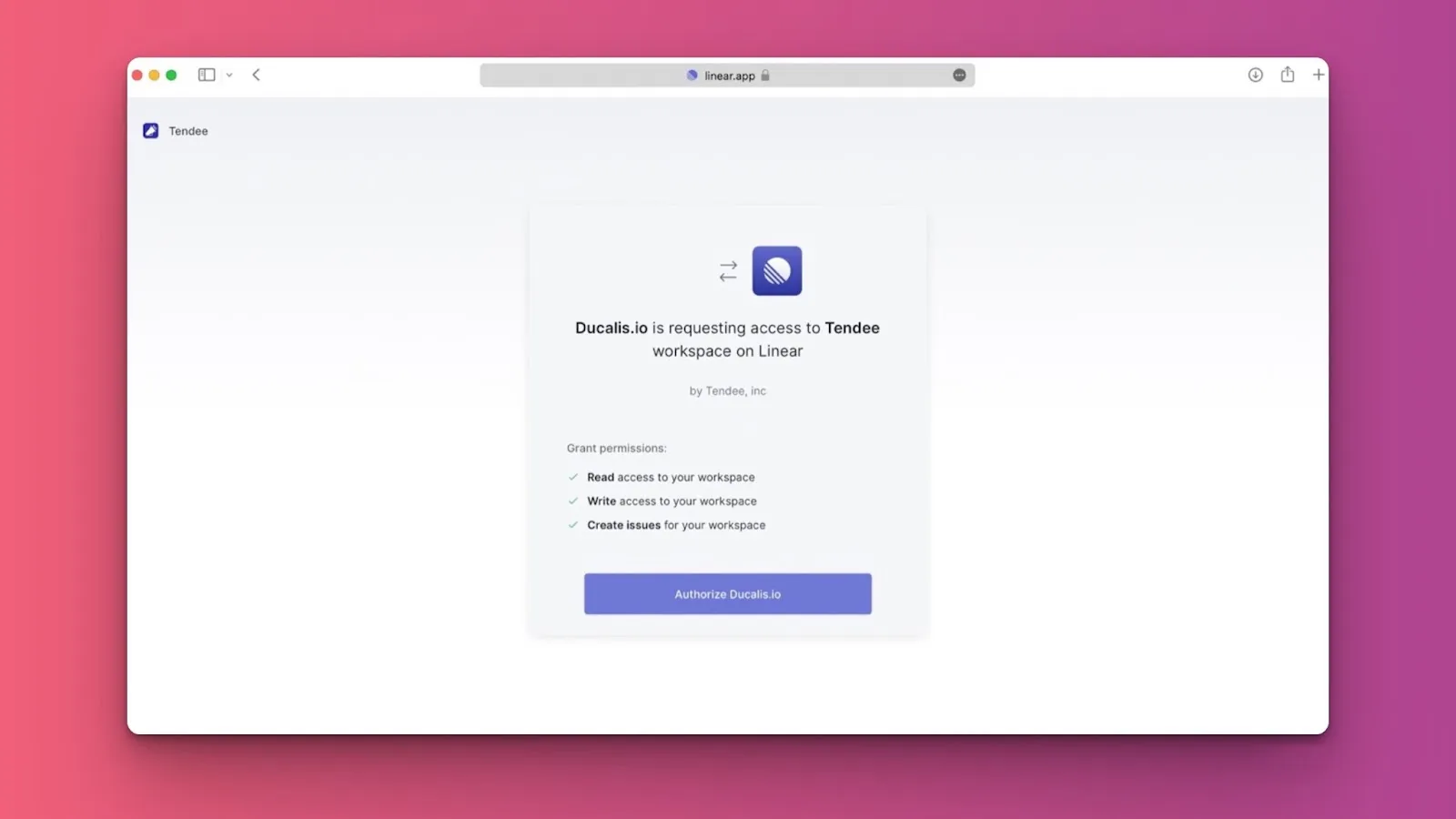 Экран авторизации Linear