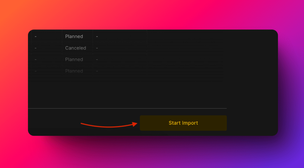 Кнопка начала импорта