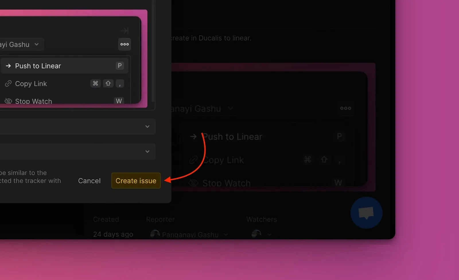 Кнопка Create issue