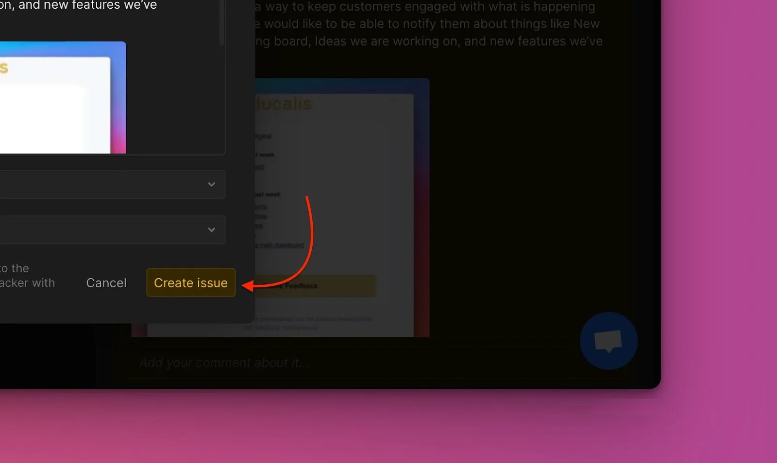 Кнопка Create issue