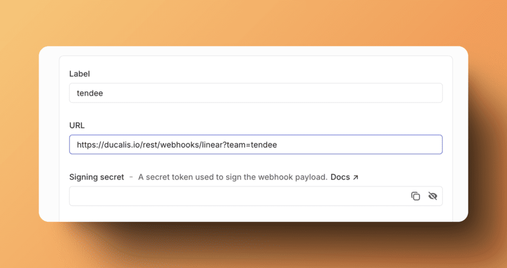 Поле URL вебхука
