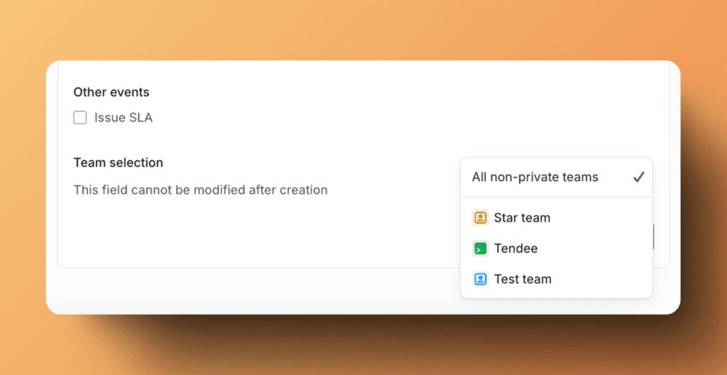 Выпадающий список выбора команды