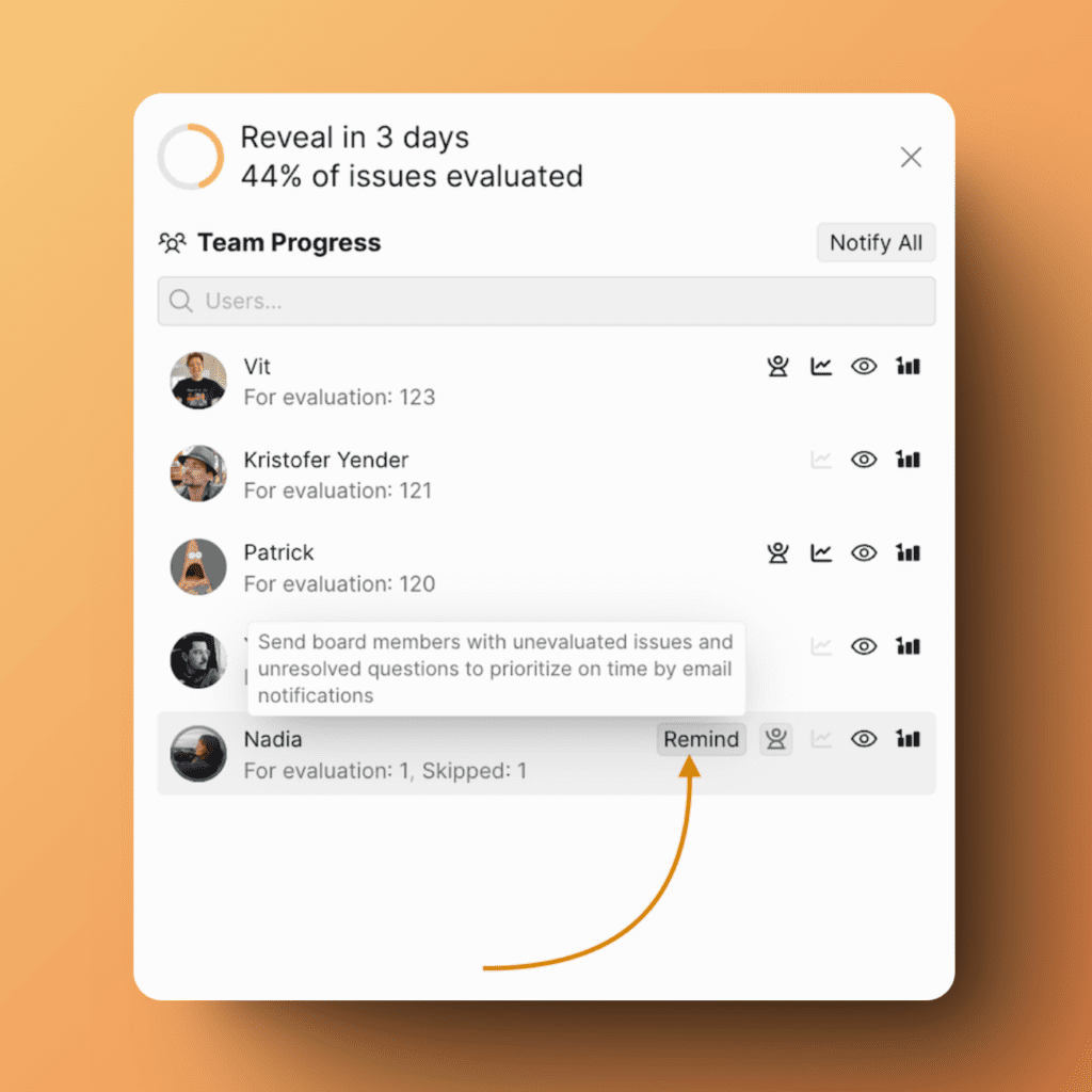 Прогресс оценки с опцией пинга