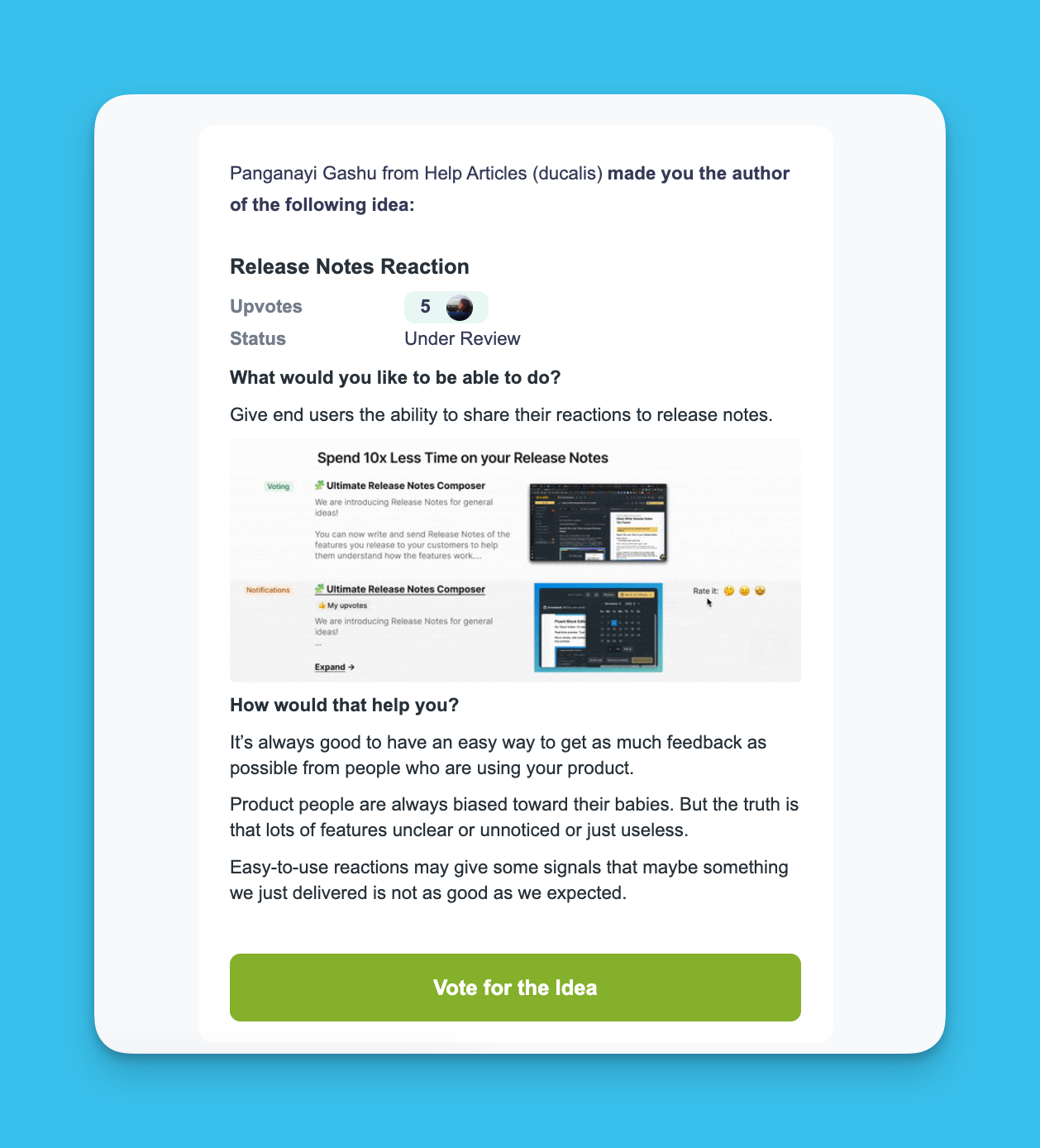 Email-уведомление о назначении автором