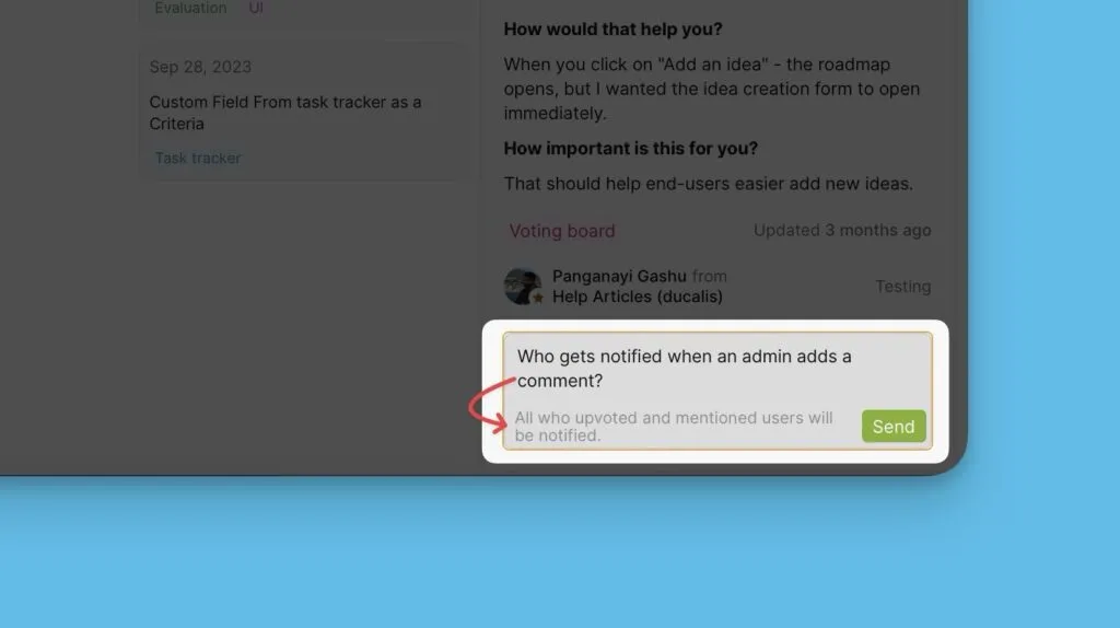 Уведомление об общем комментарии Админа