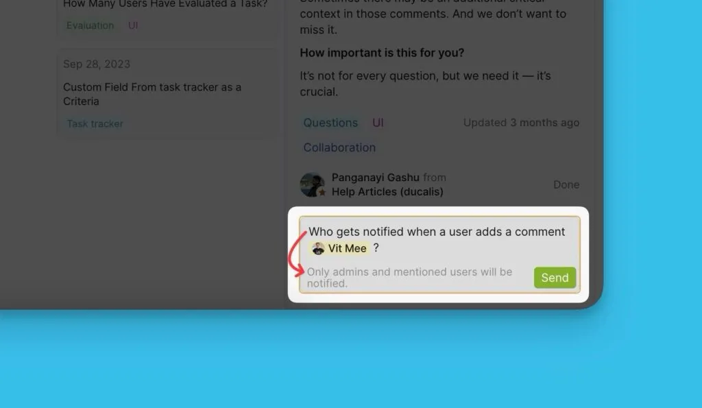 Уведомление об общем комментарии голосующего