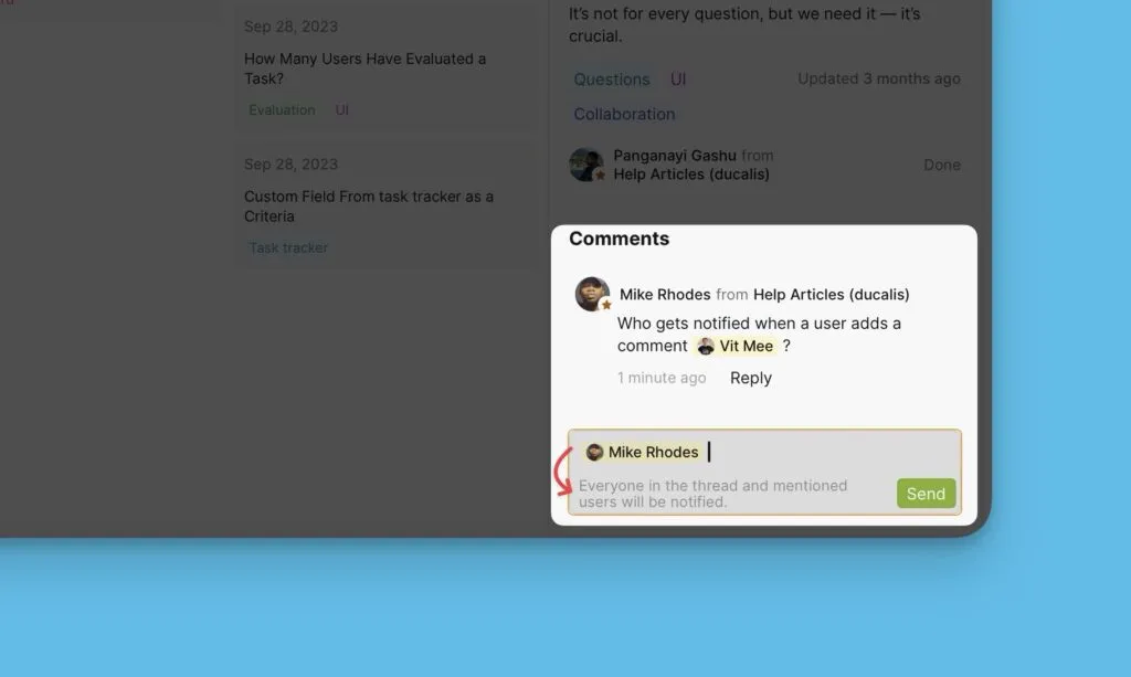 Уведомление об ответе Админа в обсуждении