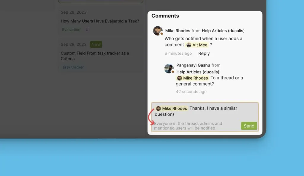 Уведомление об ответе голосующего в обсуждении