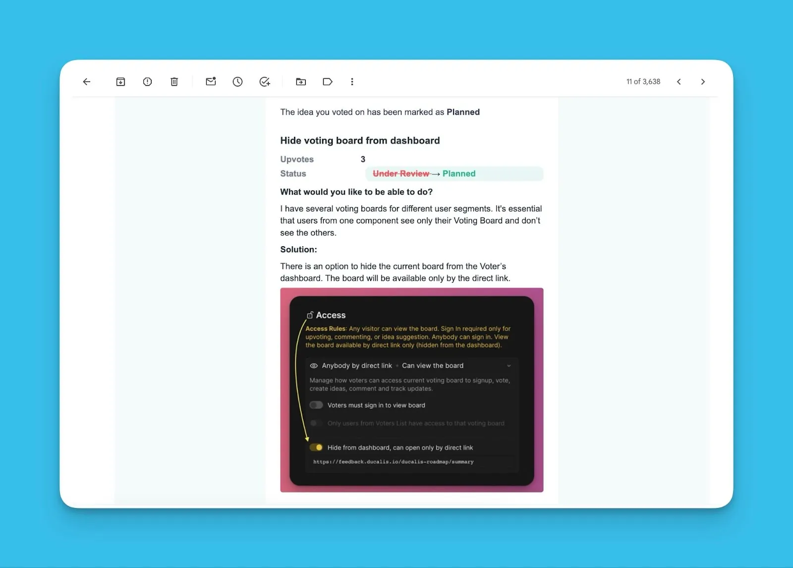 Email-уведомление об изменении статуса
