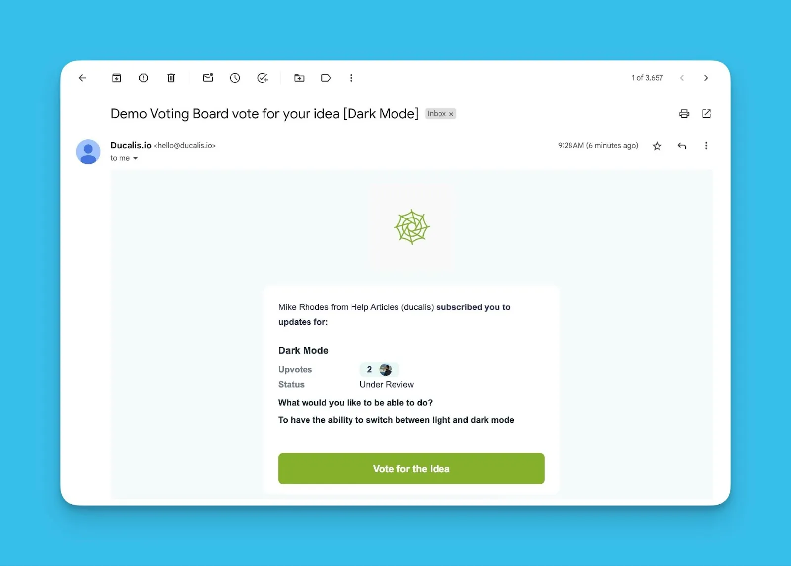Email-уведомление о голосовании от имени