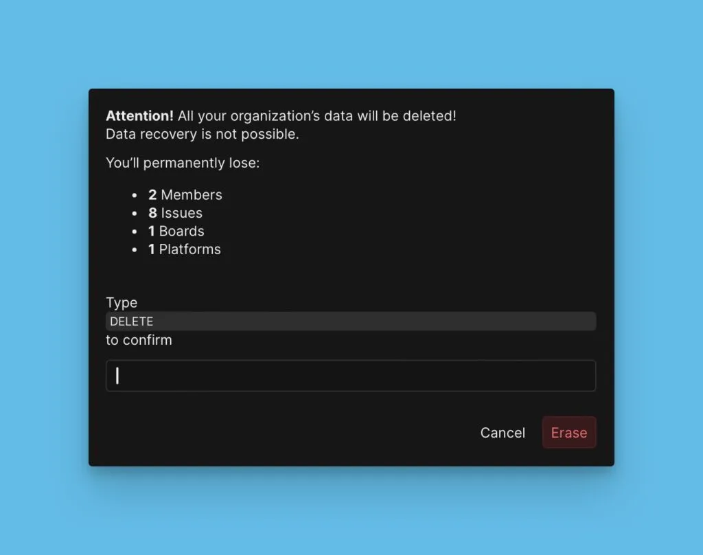 Финальное подтверждение удаления организации