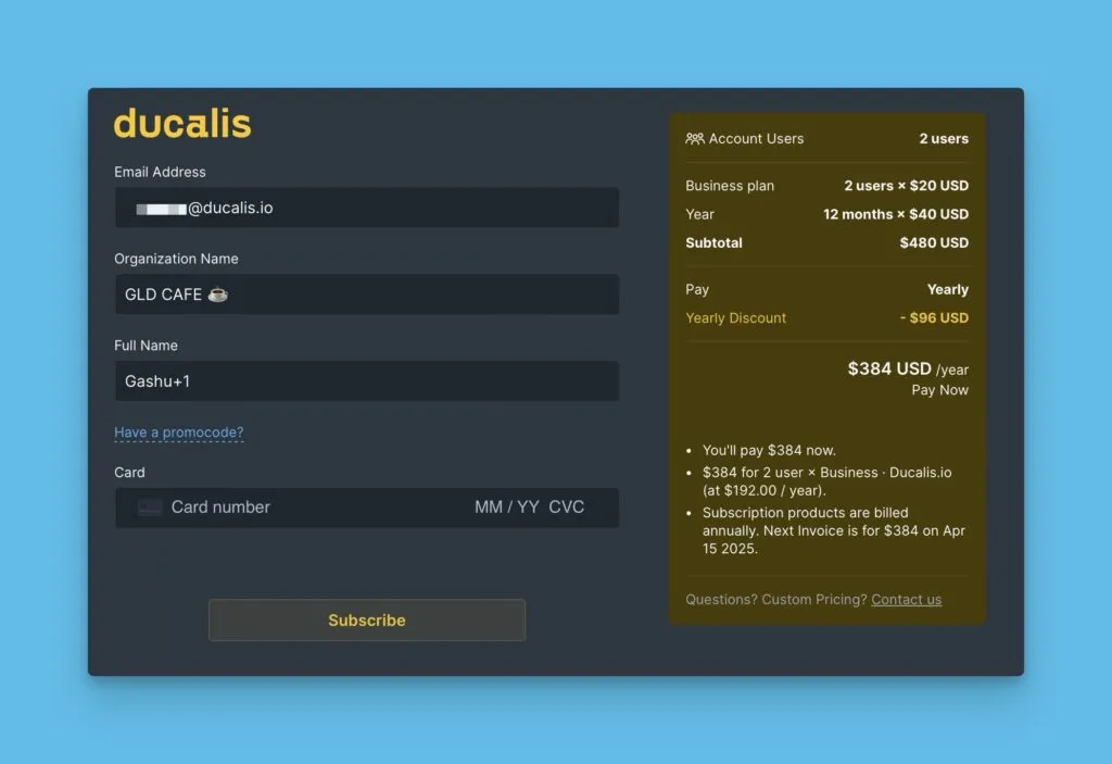 Форма ввода платёжных данных