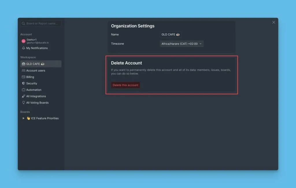 Подтверждение удаления аккаунта