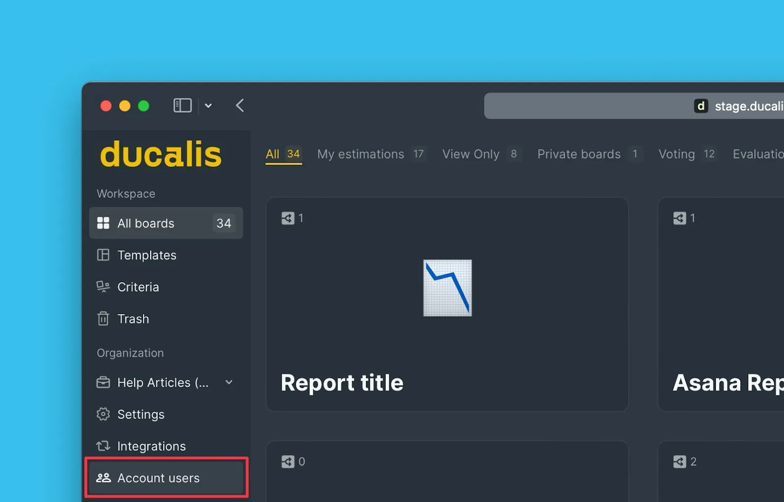 Навигация к пользователям учётной записи