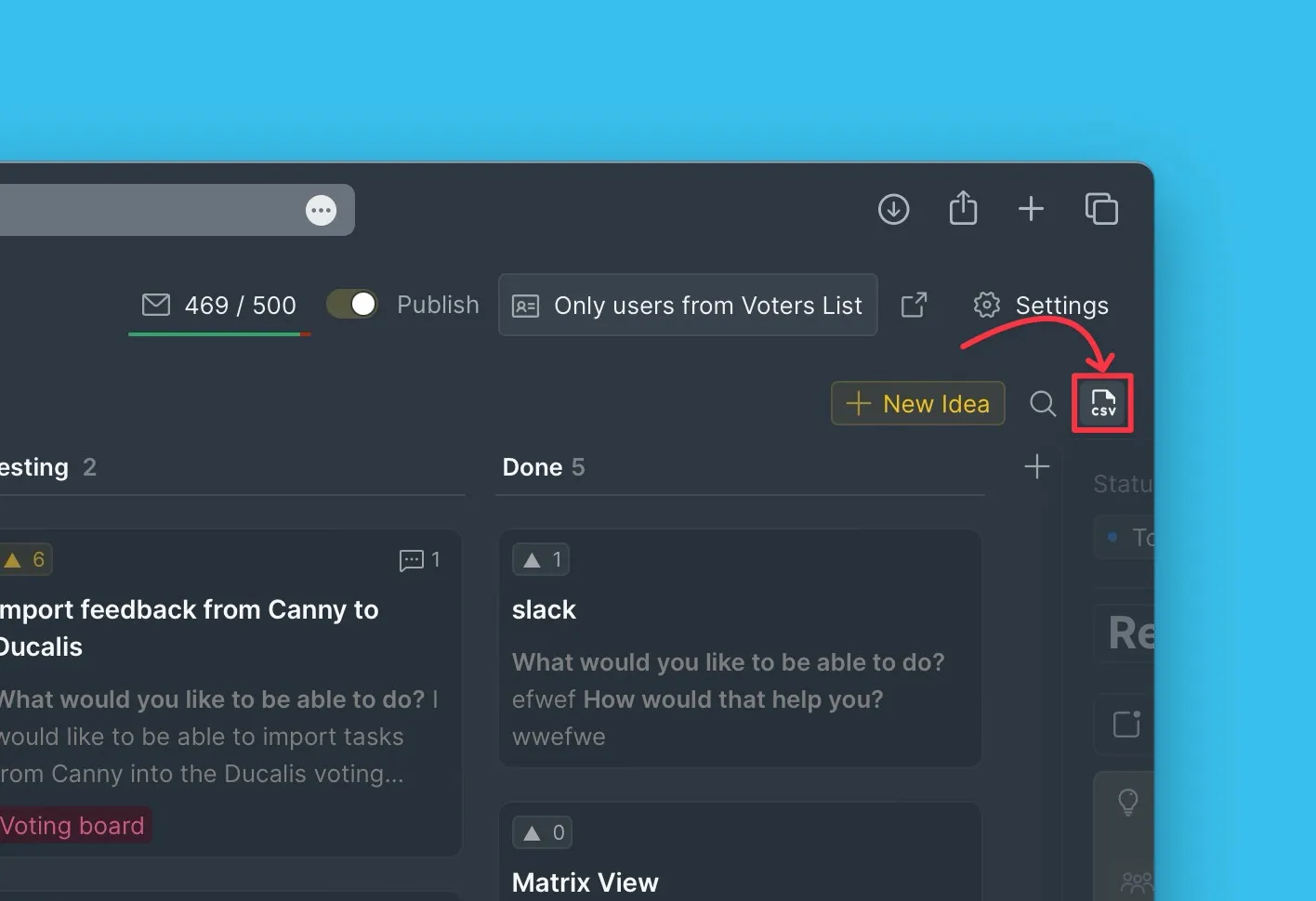Иконка экспорта CSV