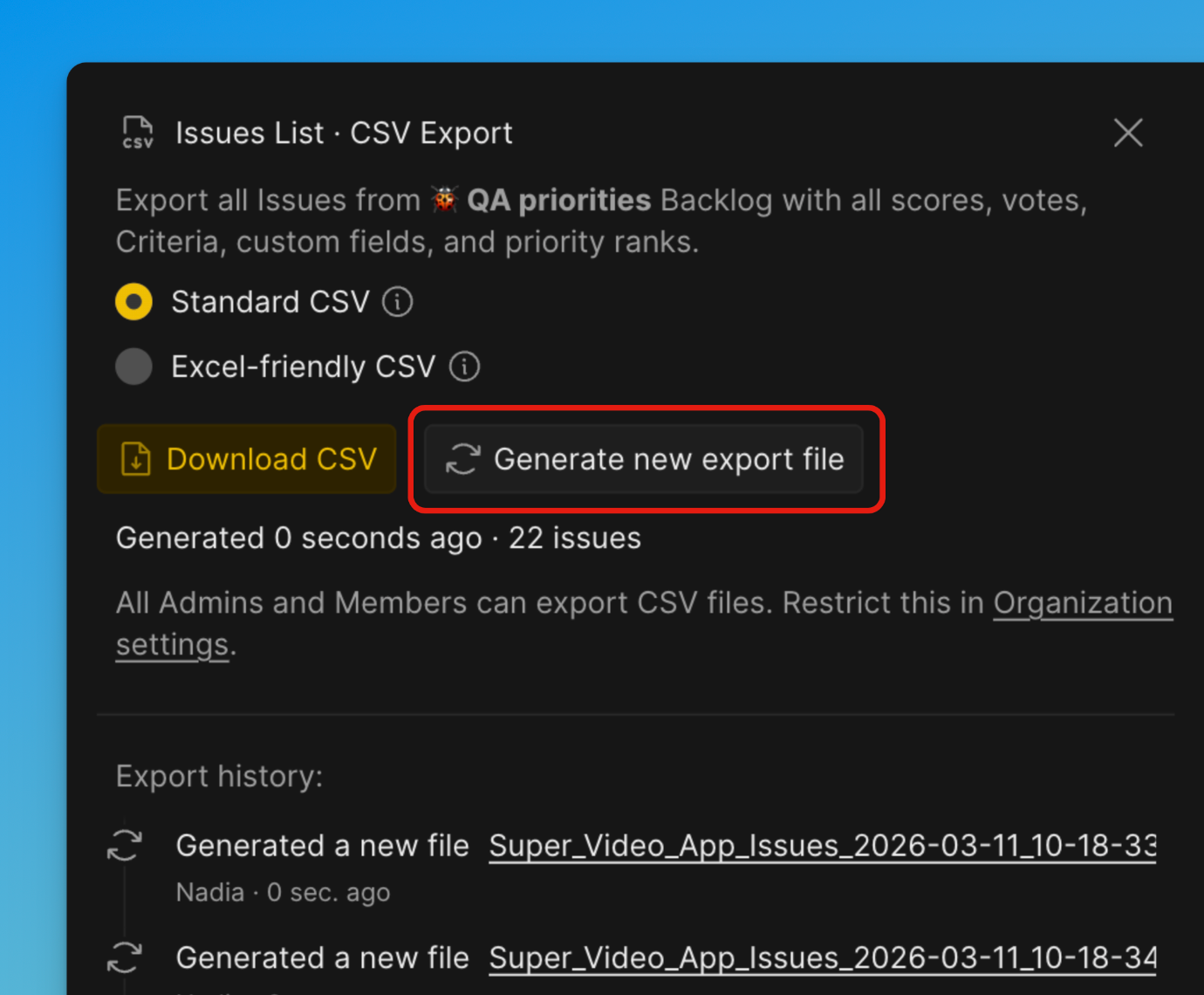 Генерация CSV-файла