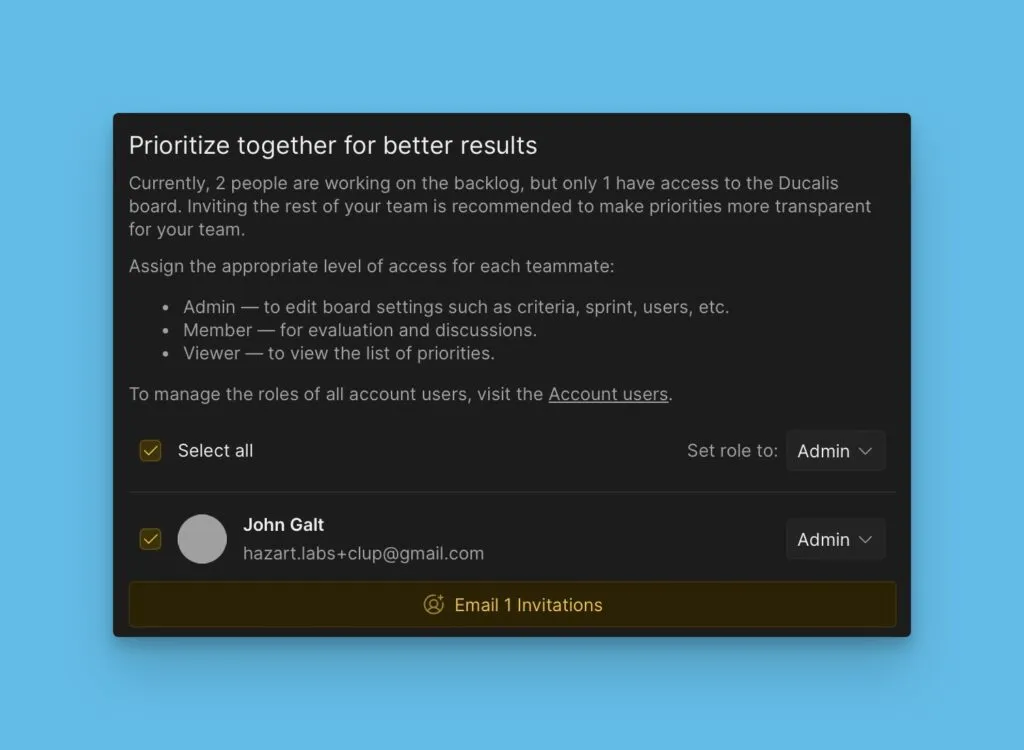 Обзор окна приглашения