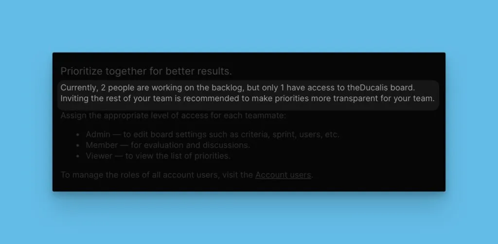 Статистика пользователей в окне приглашения