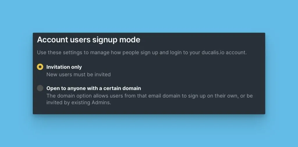 Варианты режима регистрации в настройках