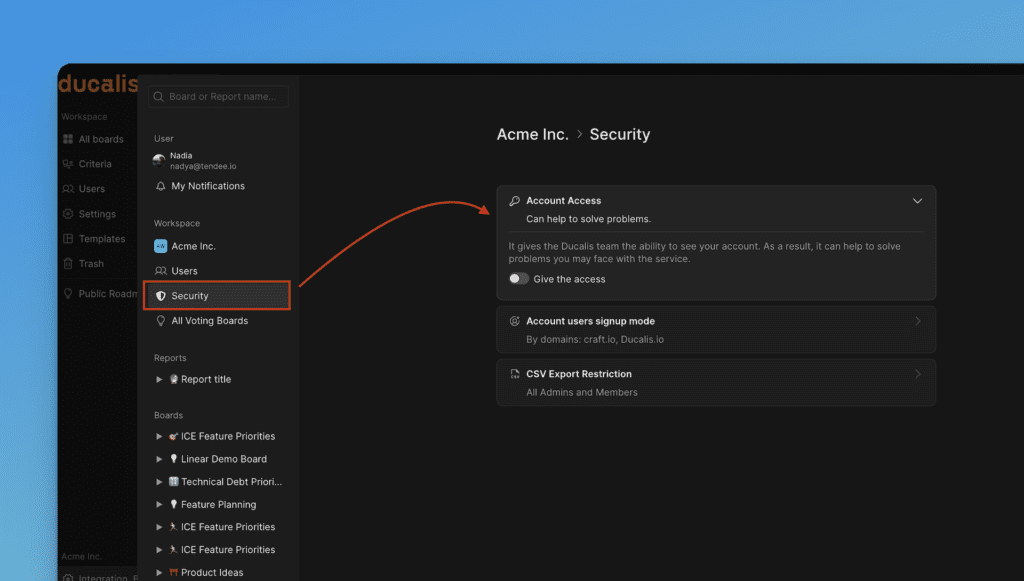 Переключатель доступа команды поддержки